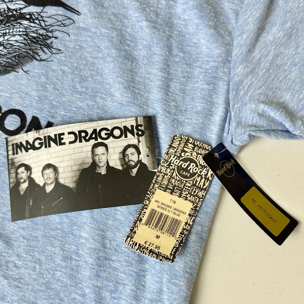 Imagine Dragons Hard Rock Cafe Lisbon Graphic Tee, Heather Blue, Size M (NWT) - Picture 5 of 9